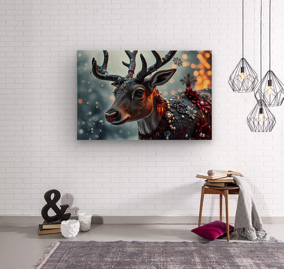 Wood Print Christmas Rudolph Wall Art
