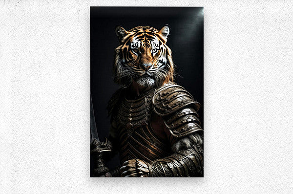  Brushed Metal Print Gladiator Tiger Wall Art
