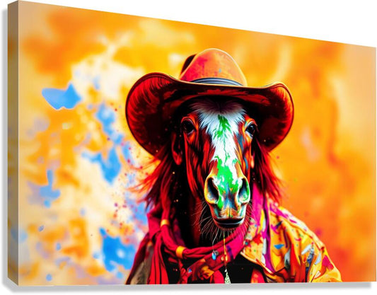 Giclée Stretched Canvas Print Funny Horse Wall Art