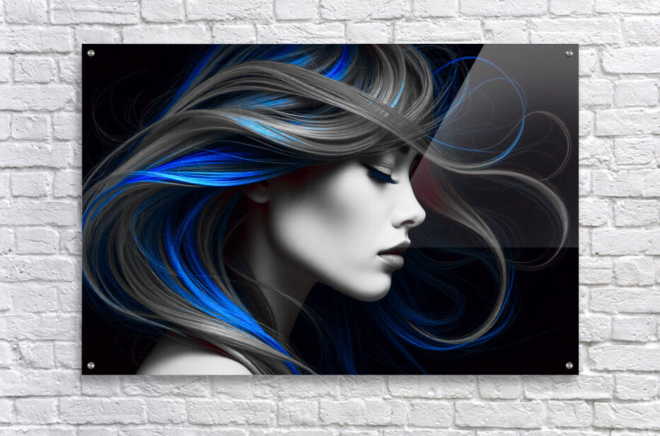  Acrylic Print Blue Hair Wall Art