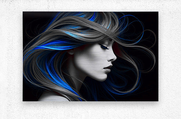  Brushed Metal Print Blue Hair Wall Art