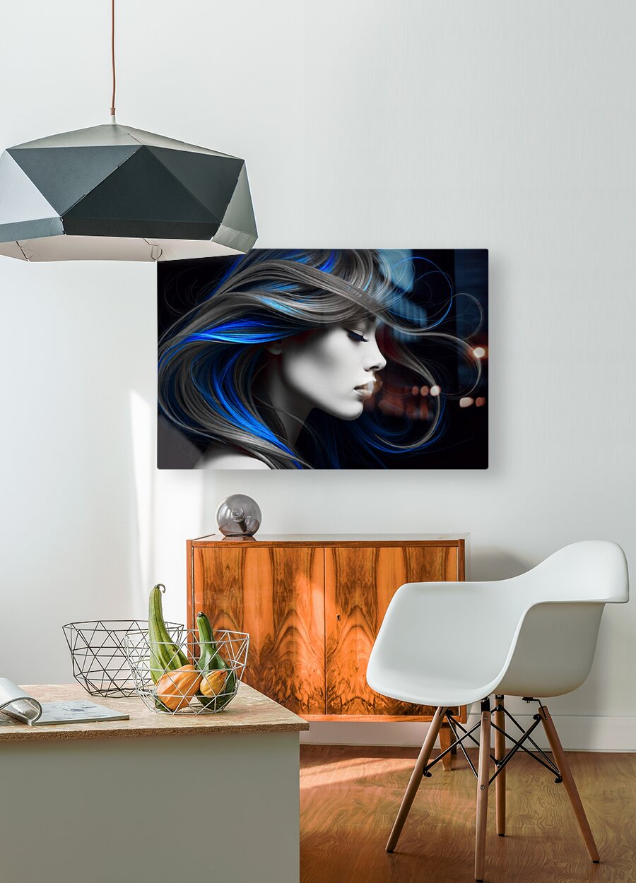  HD Sublimation Metal Print Blue Hair Wall Art