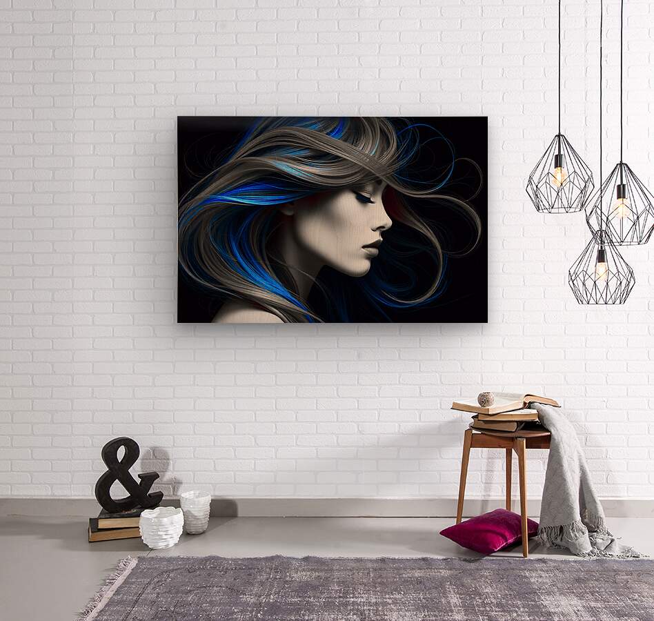  Wood Print Blue Hair Wall Art