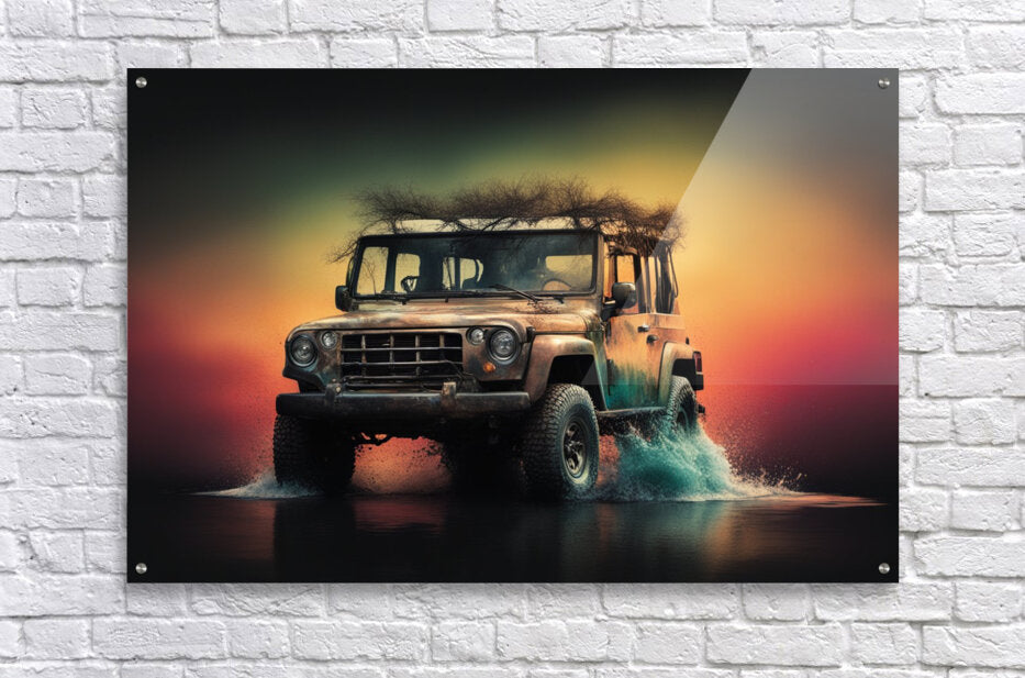 Acrylic Print Safari Jeep Wall Art