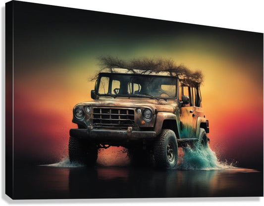  Giclée Stretched Canvas Print Safari Jeep Wall Art