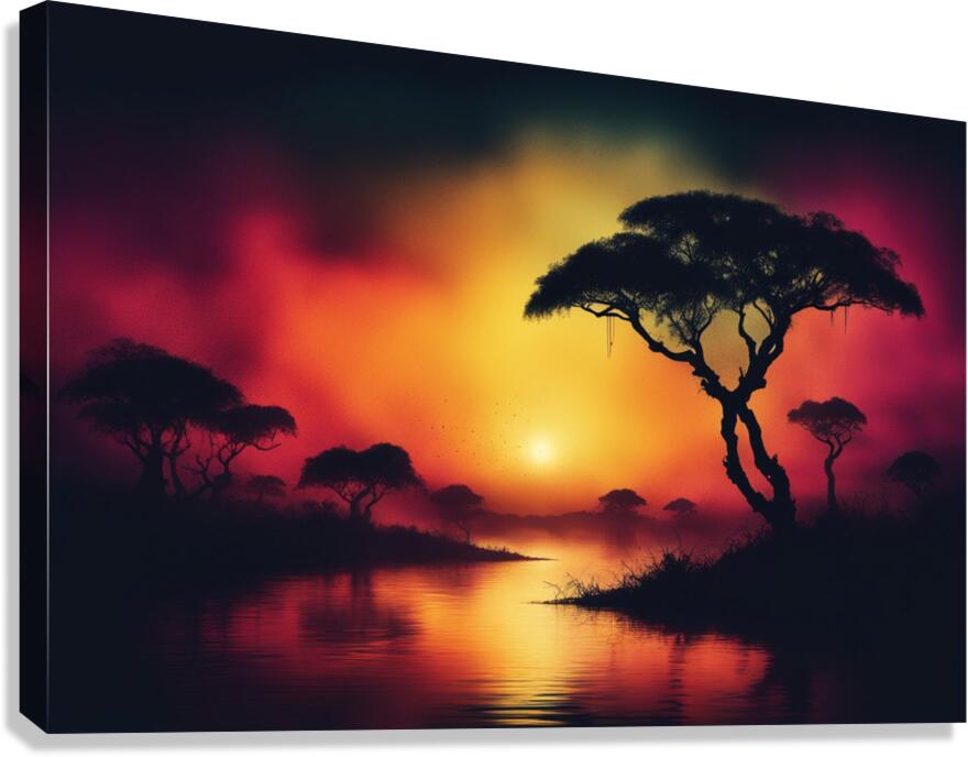 Giclée Stretched Canvas Print African Safari Sunset Wall Art