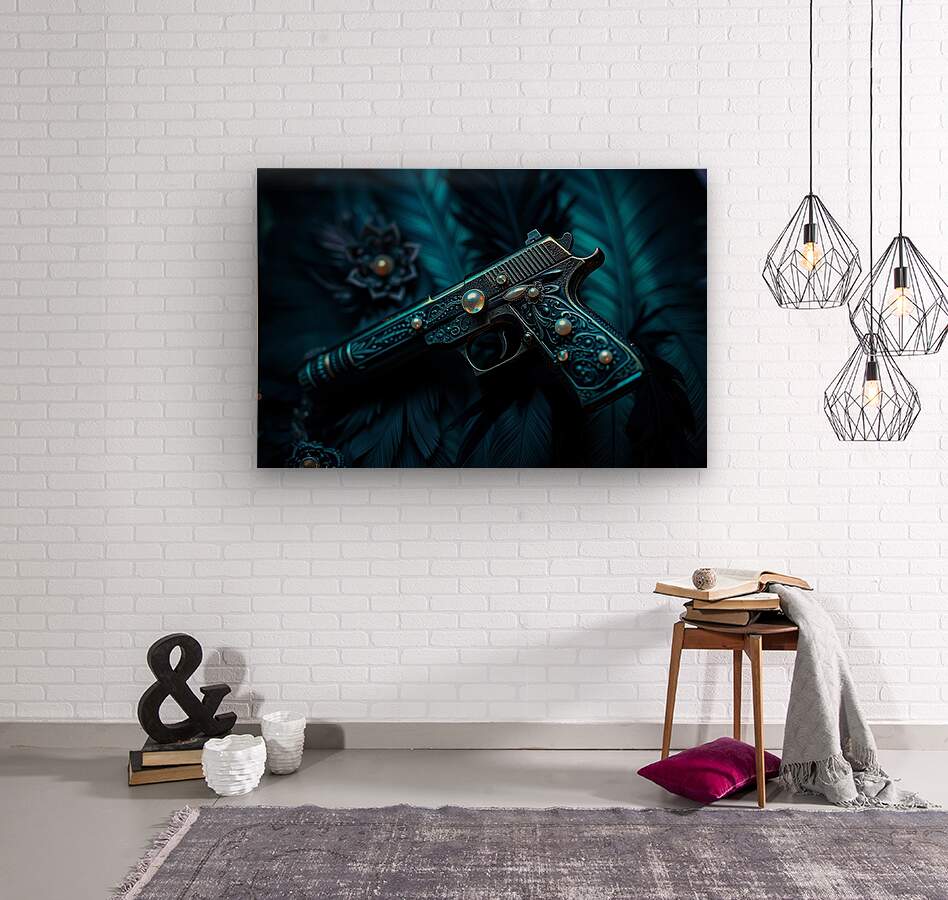 Wood Print Steampunk Gun Wall Art