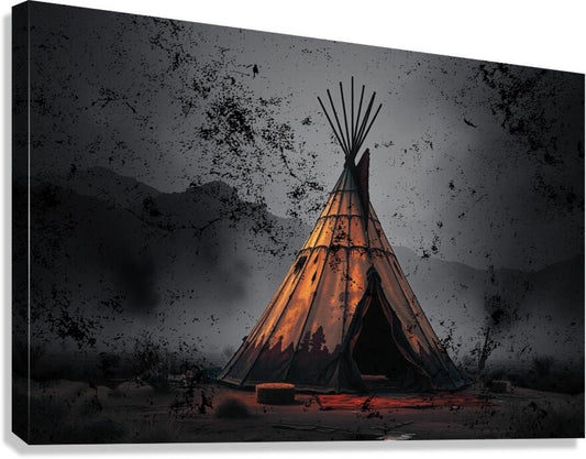 Giclée Stretched Canvas Print Native American Teepee Wall Art