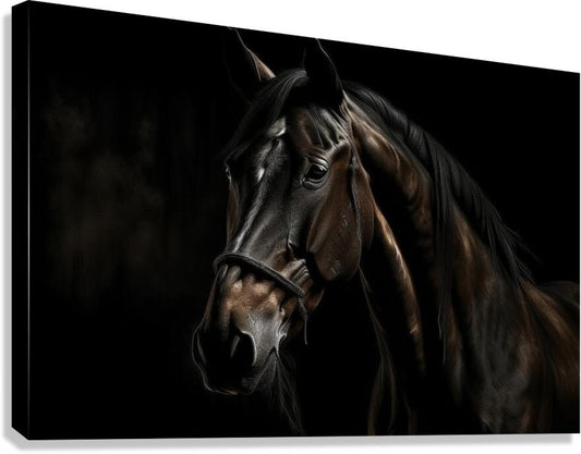 Giclée Stretched Canvas Print Dark Horse Wall Art