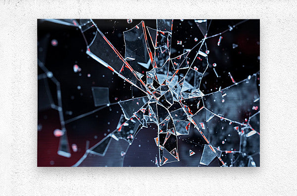 Brushed Metal Print Broken Glass Wall Art