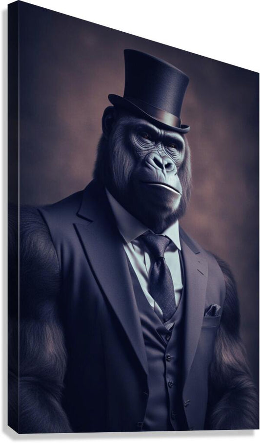  Giclée Stretched Canvas Print Gorilla In Suit Wall Art