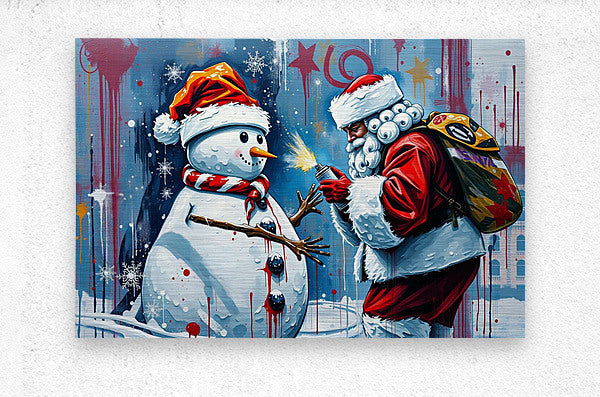 Brushed Metal Print Christmas Graffiti Wall Art
