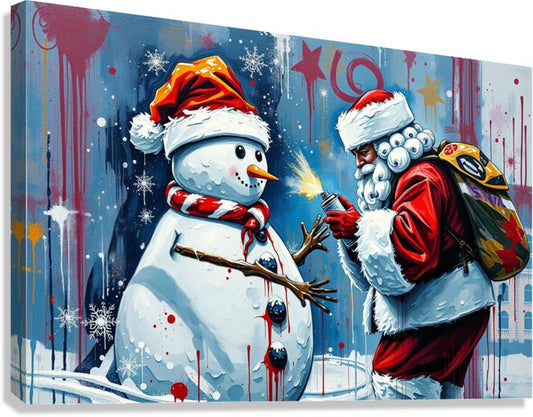 Giclée Stretched Canvas Print Graffiti Santa Wall Art