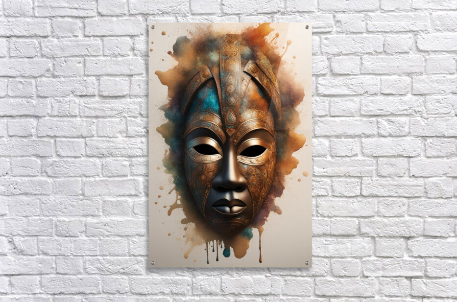  Acrylic Print Watercolor African Mask Wall Art