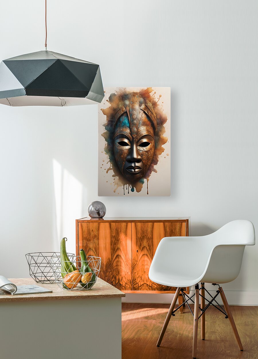 HD Sublimation Metal Print Watercolor African Mask Wall Art