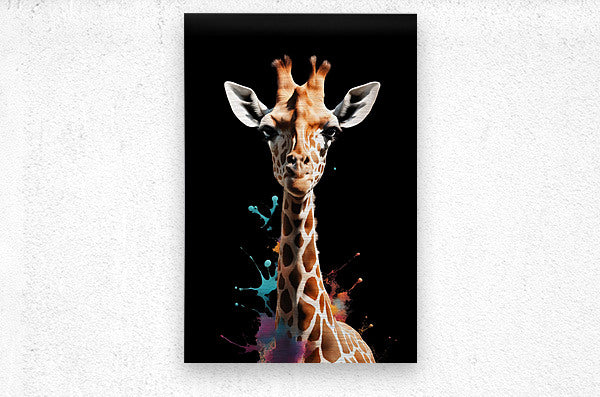  Brushed Metal Print Giraffe Wall Art