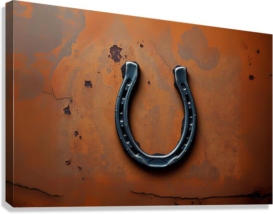 Giclée Stretched Canvas Print Rustic Horseshoe Wall Art