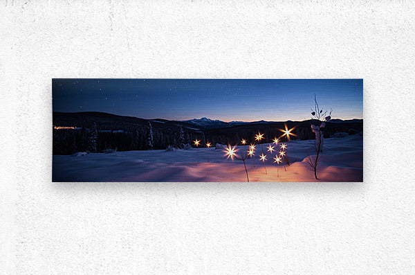 Brushed Metal Print Winter Lights Wall Art