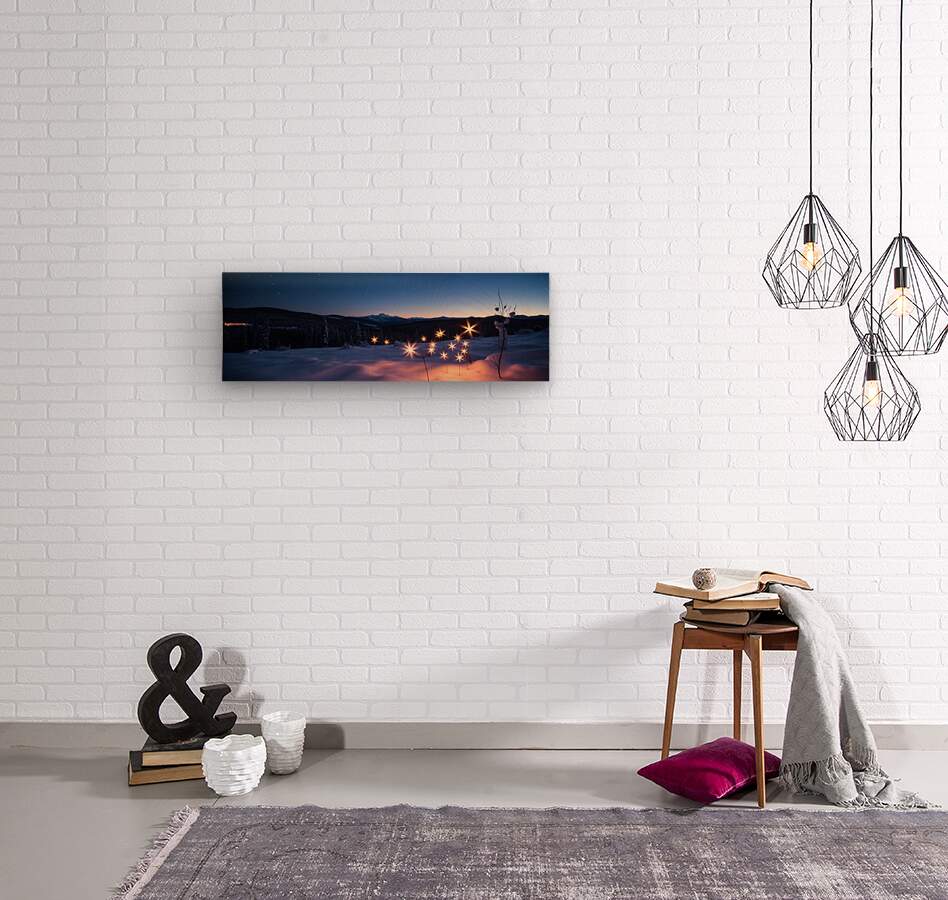 Wood Print Winter Lights Wall Art
