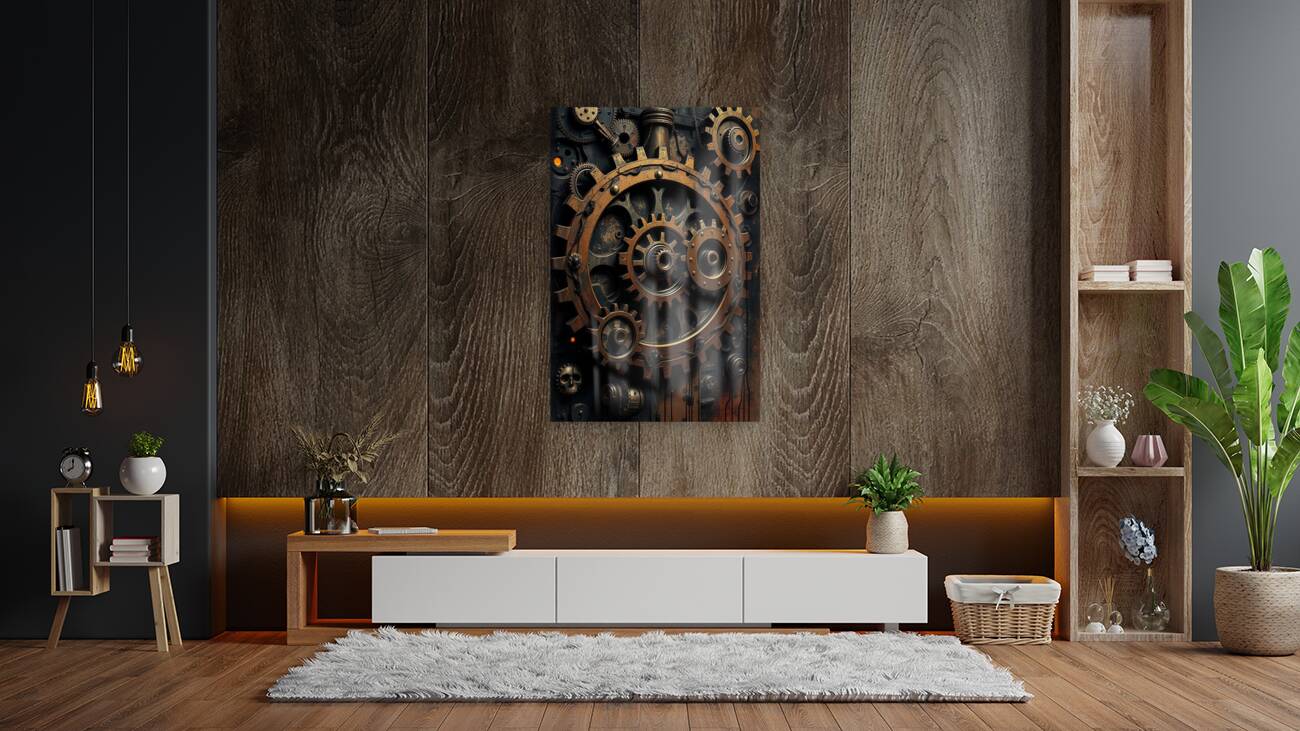 Acrylic Print Mockup Steampunk Gears Wall Art