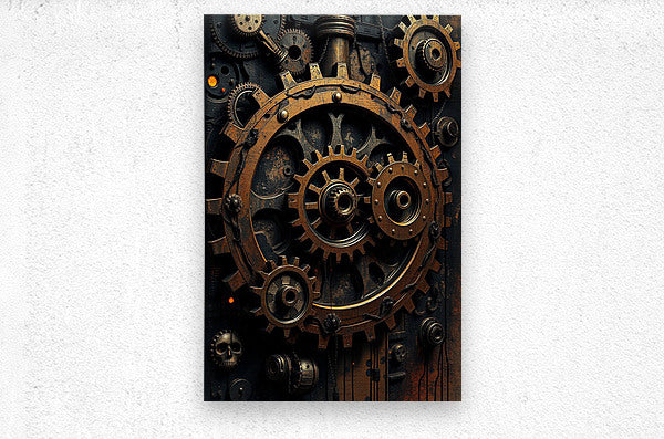  Brushed Metal Print Steampunk Gears Wall Art