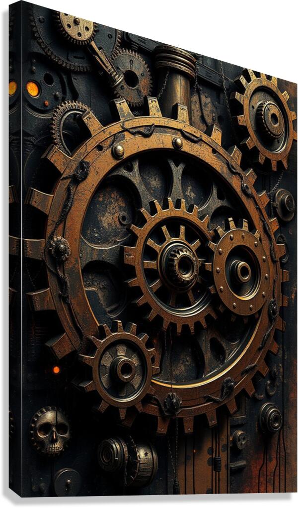  Giclée Stretched Canvas Print Steampunk Gears Wall Art