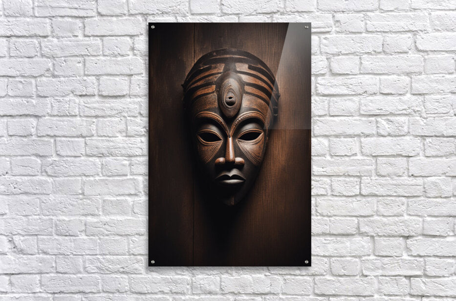  Acrylic Print Wooden African Mask Wall Art