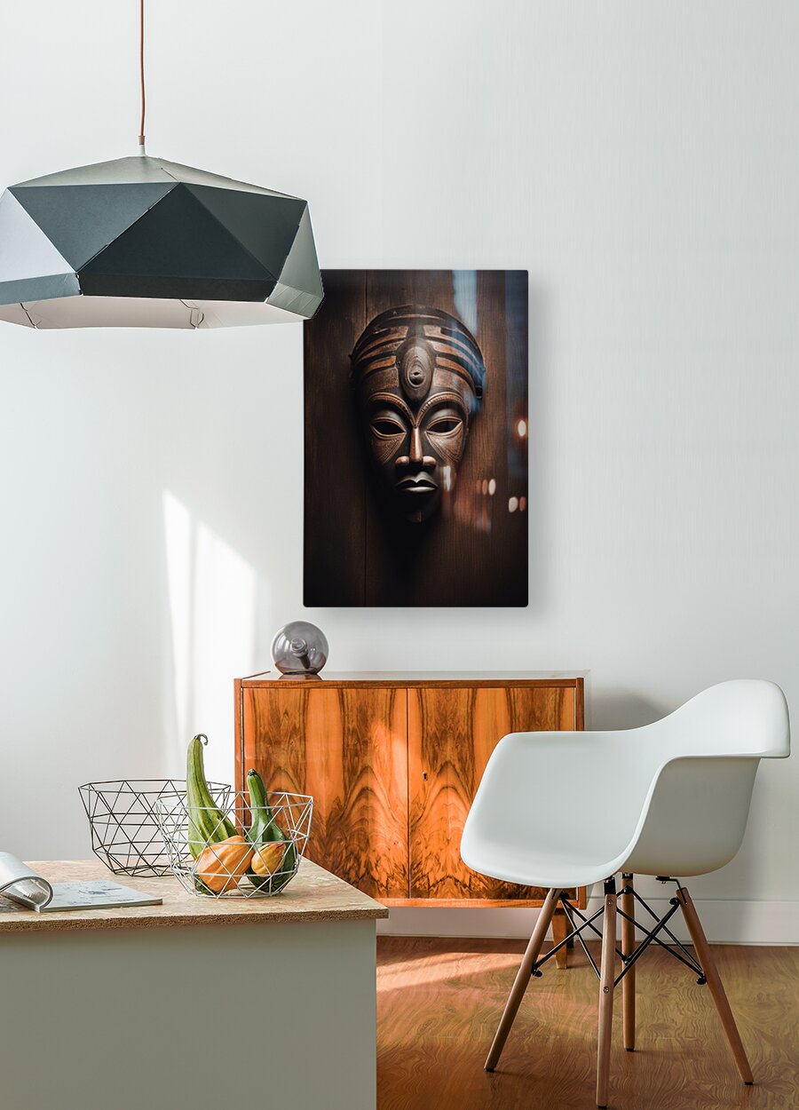  HD Sublimation Metal Print Wooden African Mask Wall Art