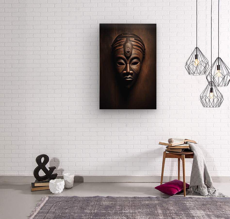 Wood Print Wooden African Mask Wall Art