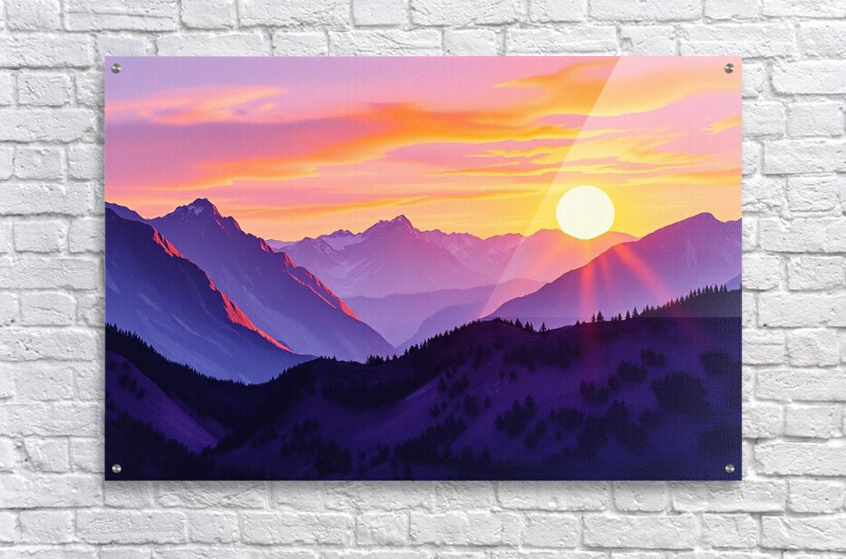 Acrylic Print Purple Mountain Sunset Wall Art