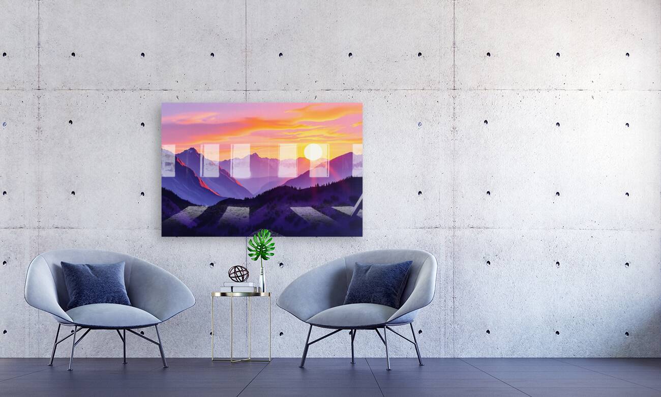 Acrylic Print Mockup Purple Mountain Sunset Wall Art