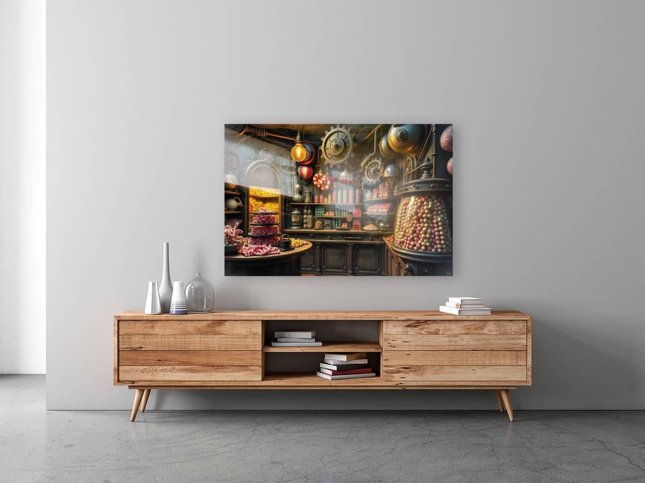 Acrylic Print Mockup Steampunk Candy Shop Wall Art