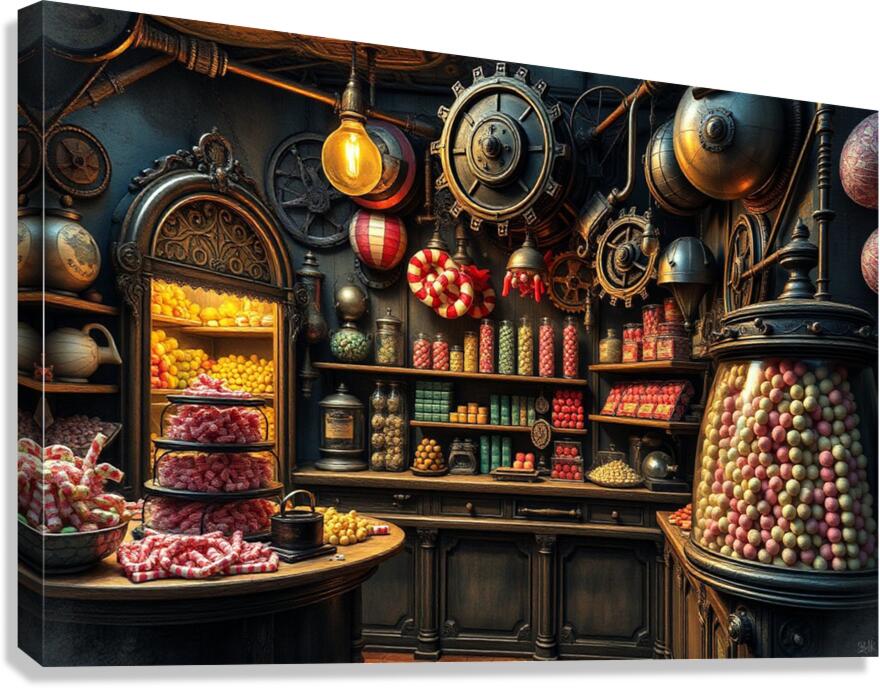 Giclée Stretched Canvas Print Steampunk Candy Shop Wall Art