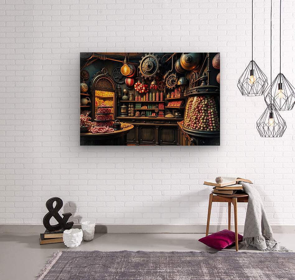 Wood Print Steampunk Candy Shop Wall Art