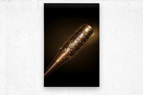 Brushed Metal Print Steampunk Baseball Bat Wall Art