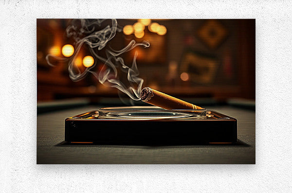 Brushed Metal Print Billiard Cigar Wall Art