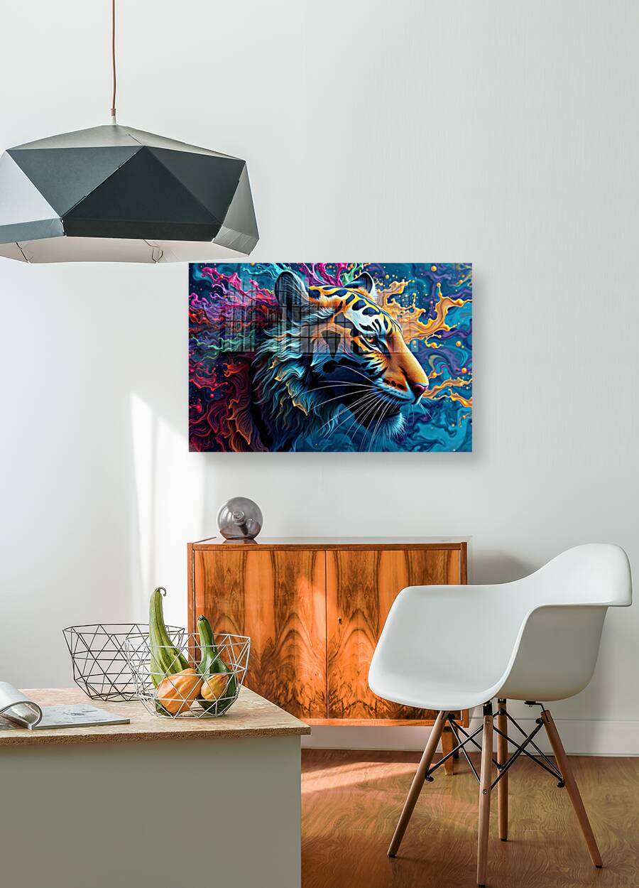 Acrylic Print Mockup Colorful Tiger Wall Art