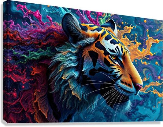 Giclée Stretched Canvas Print Colorful Tiger Wall Art