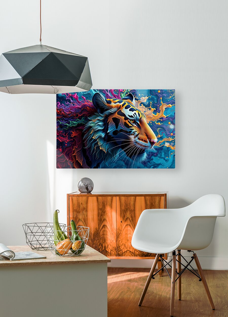 HD Sublimation Metal Print Tiger Burst Colorful Tiger Wall Art