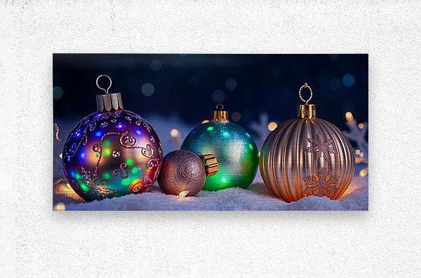 Brushed Metal Print Christmas Ornament Wall Art