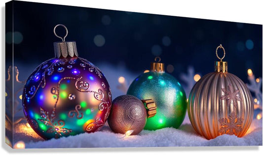 Giclée Stretched Canvas Print Christmas Ornament Wall Art