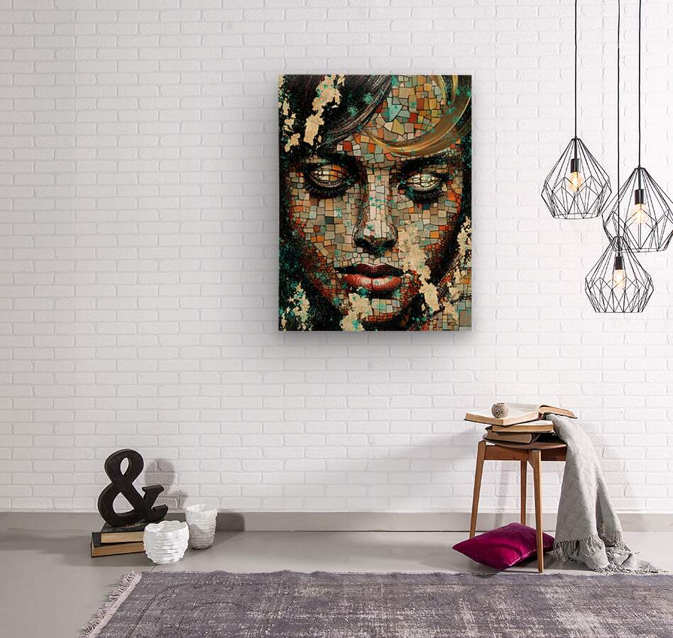  Wood Print Mosaic Woman Wall Art
