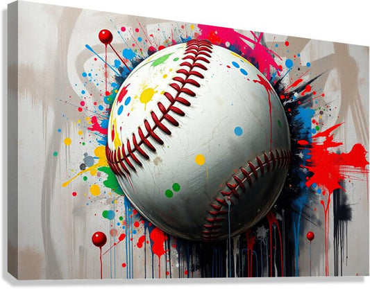  Giclée Stretched Canvas Print Painted Baseball Wall Art