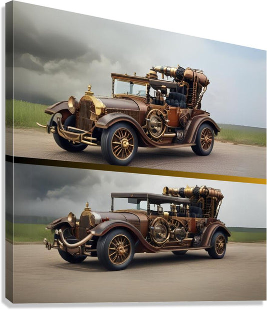  Giclée Stretched Canvas Print Steampunk Cars Wall Art