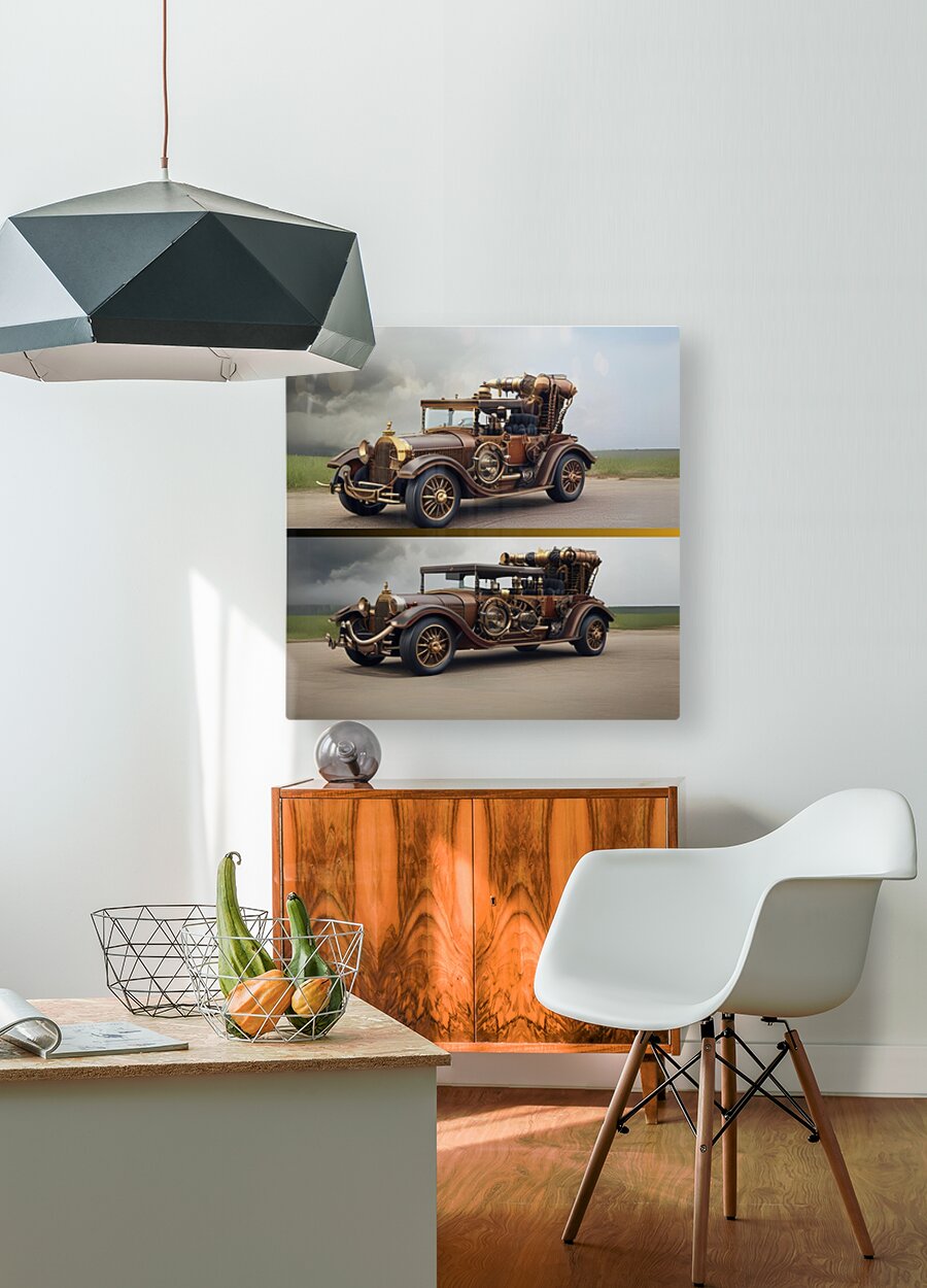  HD Sublimation Metal Print Steampunk Cars Wall Art