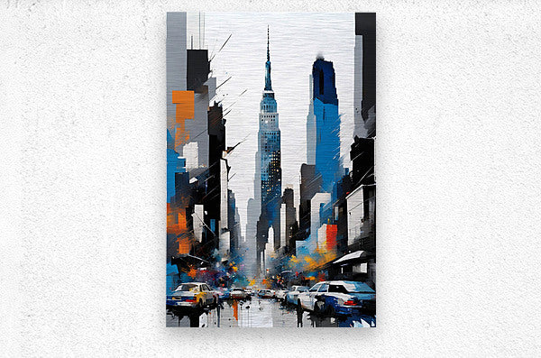  Brushed Metal Print New York City Painting Wall Art