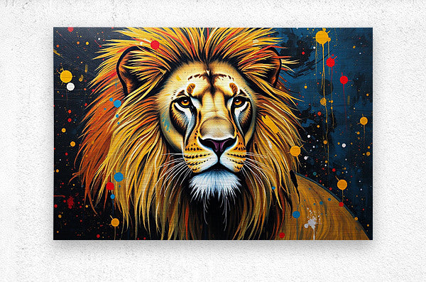  Brushed Metal Print Lion Wall Art