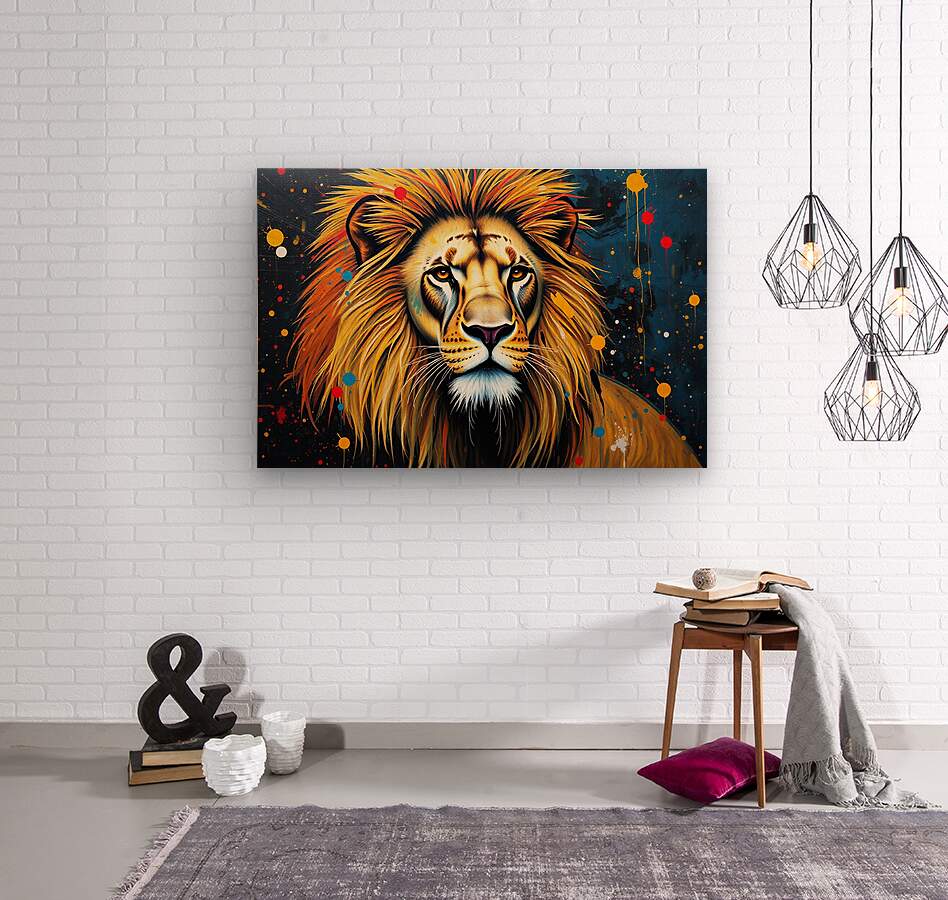 Wood Print Lion Wall Art